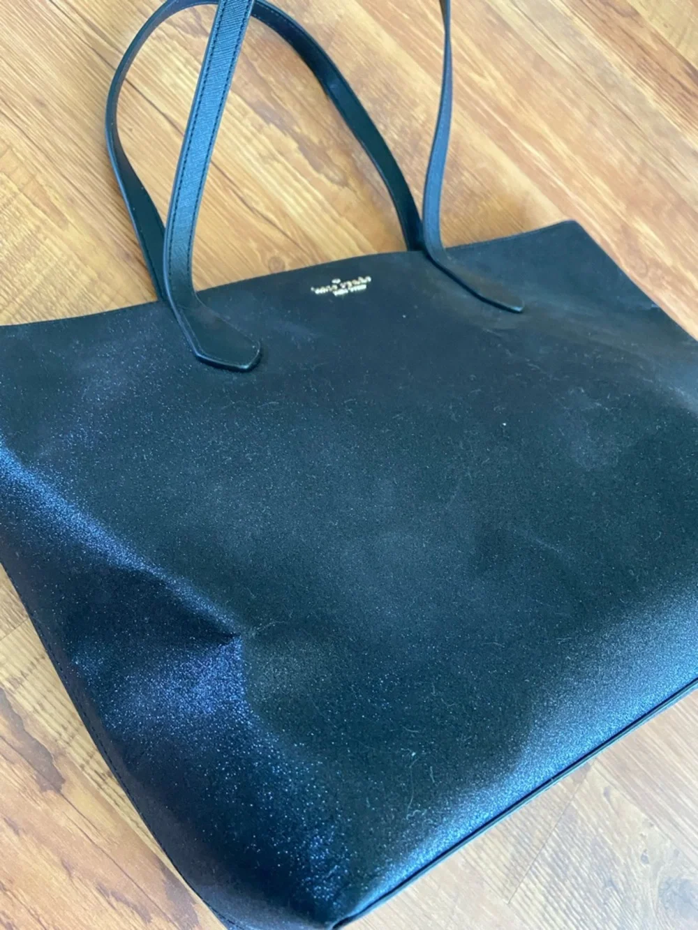Kate Spade Joeley Black Glitter Zip Top Tote